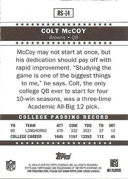 2010 Topps Magic - Rookie Stars #RS-14 Colt McCoy  Back
