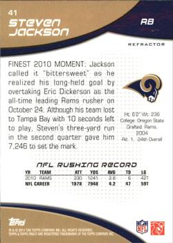 2011 Finest - Refractors #41 Steven Jackson  Back