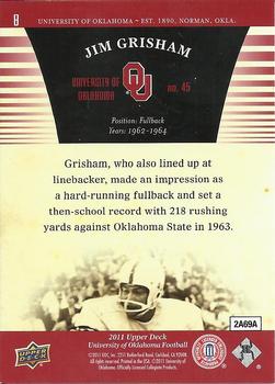 2011 Upper Deck University of Oklahoma #8 Jim Grisham Back