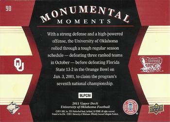 2011 Upper Deck University of Oklahoma #90 Josh Heupel Back