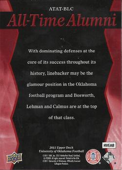 2011 Upper Deck University of Oklahoma - All-Time Alumni Trios #ATAT-BLC Brian Bosworth / Teddy Lehman / Rocky Calmus Back