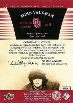 2011 Upper Deck University of Oklahoma - Autographs #32 Mike Vaughan Back