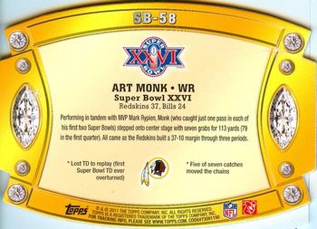 2011 Topps - Super Bowl Legends Giveaway Die Cut #SB-58 Art Monk Back