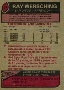 1977 Topps Mexican #57 Ray Wersching Back