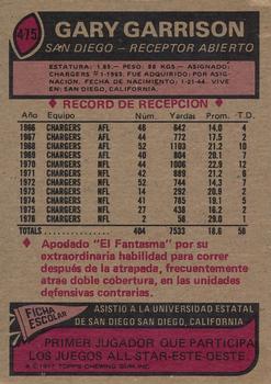 1977 Topps Mexican #475 Gary Garrison Back