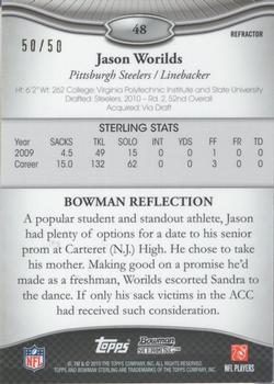 2010 Bowman Sterling - Black Refractors #48 Jason Worilds  Back