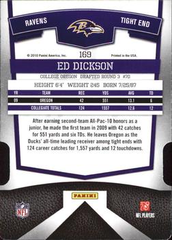 2010 Donruss Elite - Aspirations #169 Ed Dickson Back