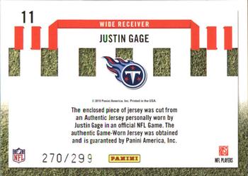 2010 Donruss Elite - Down and Distance Jerseys #11 Justin Gage Back