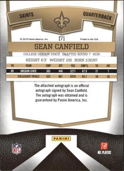 2010 Donruss Elite - Turn of the Century Autographs #171 Sean Canfield Back