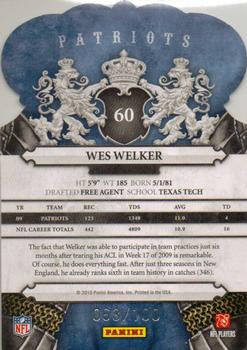 2010 Panini Crown Royale - Blue #60 Wes Welker Back