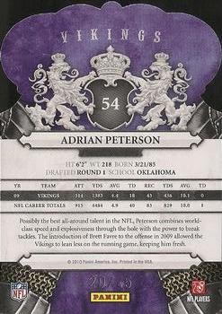 2010 Panini Crown Royale - Gold #54 Adrian Peterson Back