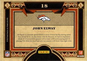 2010 Panini Crown Royale - Living Legends #18 John Elway  Back