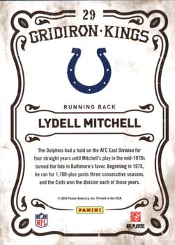 2010 Panini Threads - Gridiron Kings #29 Lydell Mitchell  Back