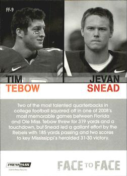 2010 Press Pass PE - Face To Face #FF9 Tim Tebow / Jevan Snead  Back