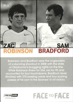 2010 Press Pass PE - Face To Face #FF11 Zac Robinson / Sam Bradford  Back