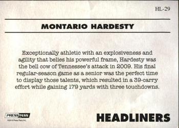 2010 Press Pass PE - Headliners #HL29 Montario Hardesty  Back