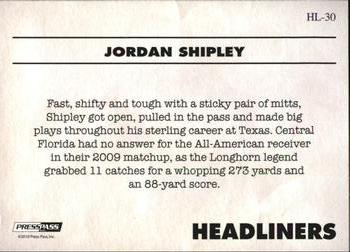 2010 Press Pass PE - Headliners #HL30 Jordan Shipley  Back