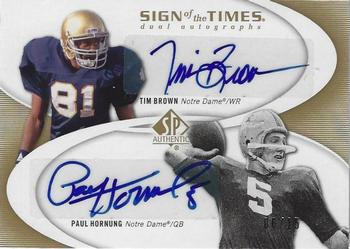 2010 SP Authentic - Sign of the Times Duals #ST2-BH Paul Hornung / Tim Brown  Front