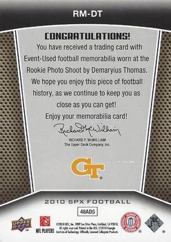 2010 SPx - Rookie Materials #RM-DT Demaryius Thomas  Back