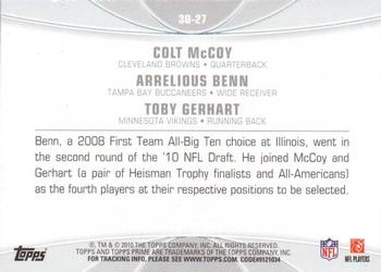 2010 Topps Prime - 3rd Quarter #3Q-27 Colt McCoy / Arrelious Benn / Toby Gerhart  Back