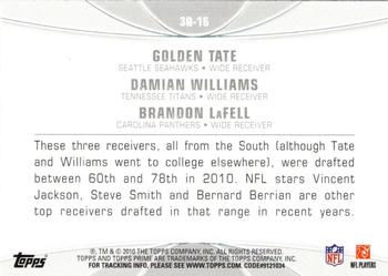 2010 Topps Prime - 3rd Quarter #3Q-16 Golden Tate / Damian Williams / Brandon LaFell  Back
