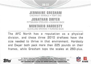 2010 Topps Prime - 3rd Quarter #3Q-22 Jermaine Gresham / Jonathan Dwyer / Montario Hardesty  Back