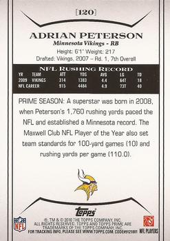 2010 Topps Prime - Retail #120 Adrian Peterson  Back