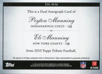 2010 Topps Tribute - Dual Autographs #DA-MM Peyton Manning / Eli Manning  Back