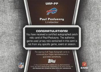2010 Topps Unrivaled - Autographed Patch #UAP-PP Paul Posluszny Back