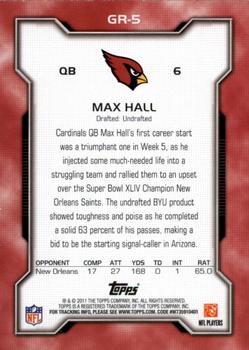 2010 Topps - Rookie Exchange #GR-5 Max Hall  Back