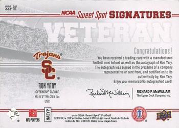 2010 Upper Deck NCAA Sweet Spot - Signatures #SSS-RY Ron Yary Back