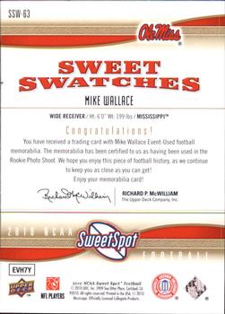 2010 Upper Deck NCAA Sweet Spot - Sweet Swatches #SSW-63 Mike Wallace  Back
