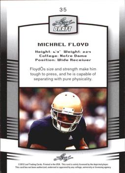 2012 Leaf Draft - Gold #35 Michael Floyd Back