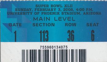 2008 Topps New York Giants Super Bowl XLII Champions #NNO SB XLII Ticket Stub Front