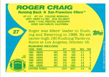 1989 Topps American/UK #27 Roger Craig Back