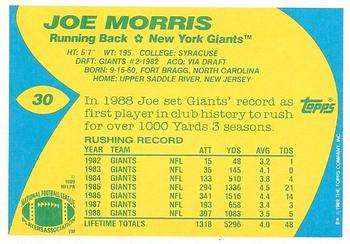 1989 Topps American/UK #30 Joe Morris Back