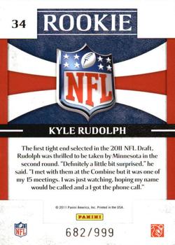 2011 Donruss Elite - Rookie NFL Shield #34 Kyle Rudolph Back