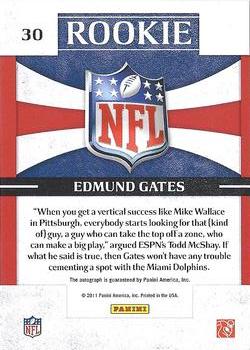 2011 Donruss Elite - Rookie NFL Shield Autographs #30 Edmond Gates Back