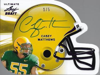 2011 Leaf Ultimate Draft - Helmet Die Cuts Purple #H-CM1 Casey Matthews Front