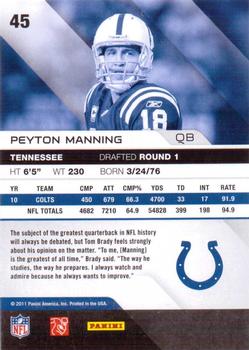 2011 Panini Absolute Memorabilia - Retail #45 Peyton Manning Back