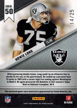 2011 Panini Certified - Fabric of the Game #50 Howie Long Back