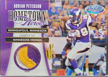 2011 Panini Certified - Hometown Heroes Materials Prime #2 Adrian Peterson Front