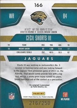 2011 Panini Certified - Mirror Red Signatures #166 Cecil Shorts III Back