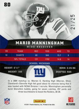 2011 Panini Gridiron Gear - Platinum X's #80 Mario Manningham Back