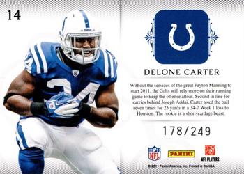 2011 Panini Plates & Patches - Rookie Blitz #14 Delone Carter Back