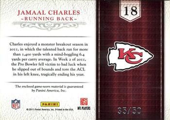 2011 Panini Plates & Patches - Team Supreme Materials #18 Jamaal Charles Back