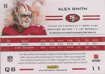 2011 Panini Totally Certified - Gold Materials Prime #89 Alex Smith Back