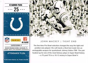 2011 Playoff Contenders - Super Bowl Tickets #25 John Mackey Back