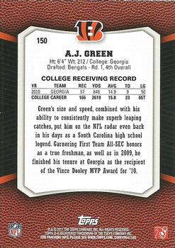2011 Topps Rising Rookies - Gold #150 A.J. Green Back