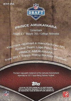 2011 Topps Rising Rookies - Rookie Team Patches #RTP-PA Prince Amukamara Back